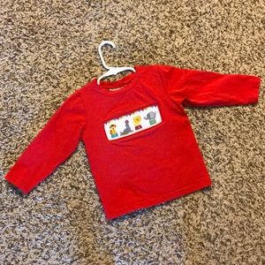 Smocked polka dot circus themed long sleeve